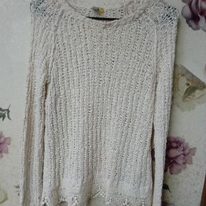 Elegant Cream Crochet Sweater